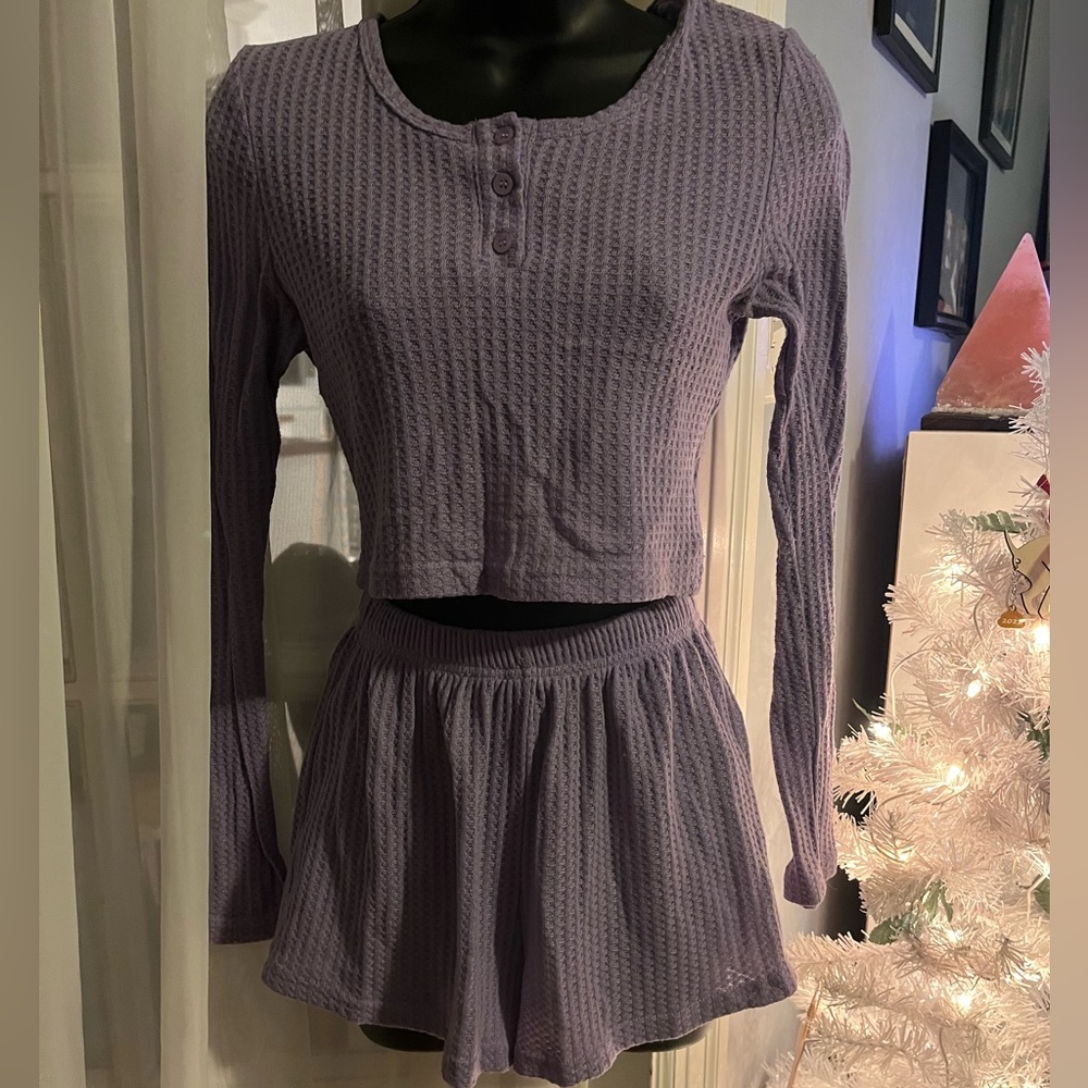 Size small (4) two piece long sleeve with shorts pajamas